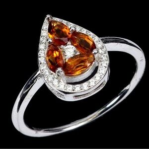 Genuine Citrine Gemstone Ring in 925 Sterling silver. Size 8.5